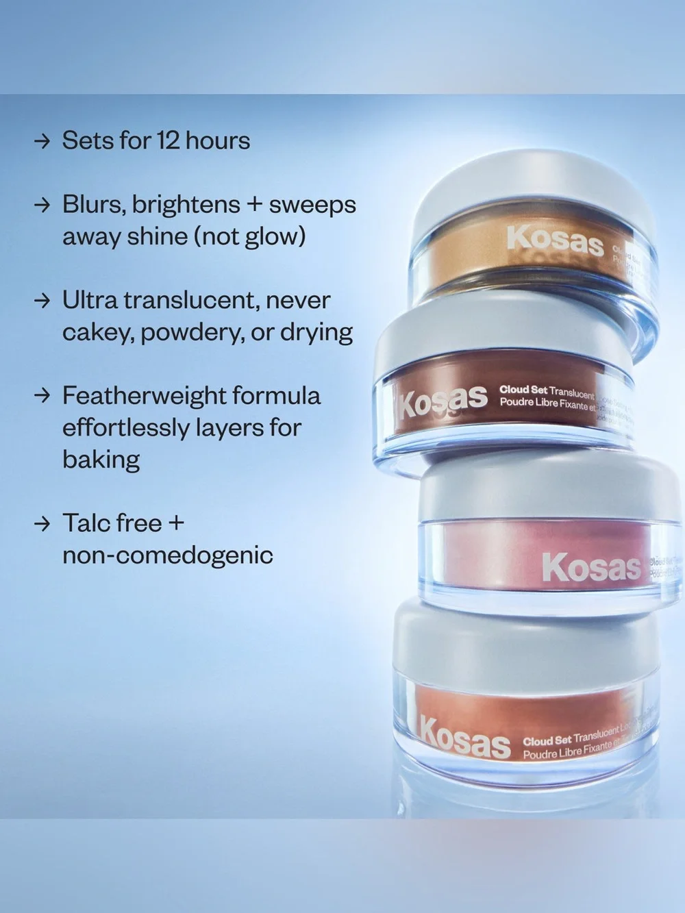 Kosas NIB Mini Cloud Set Loose Powder Translucent Ultra Sheer Pink / $23 Retail